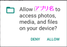外部ストレージアクセス許可ダイアログ
