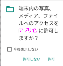 外部ストレージアクセス許可ダイアログ