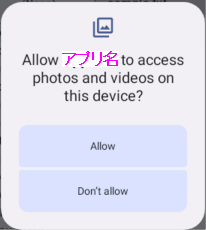 外部ストレージアクセス許可ダイアログ