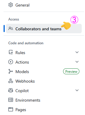 Collaborator and teamsを開く
