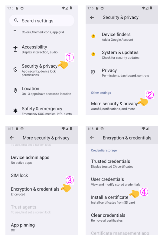 「Install a certificate」を開く