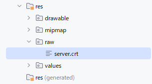 res/rawへ証明書を配置